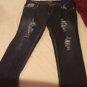 Dark wash ripped jeans