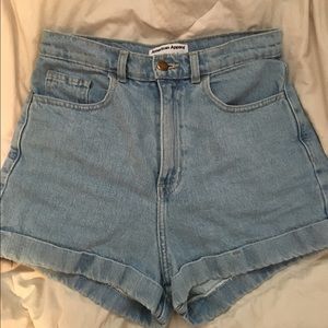 American apparel high waisted denim shorts