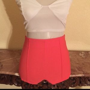 Coral high waist shorts