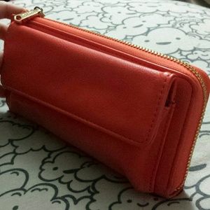 Co-lab orange faux leather wallet