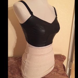 PU leather crop top