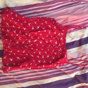 Red tank top with white birds