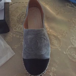 Blue and black suede espadrilles