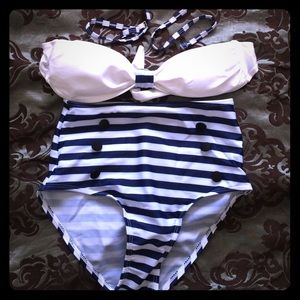 High waisted sailor style swim suit