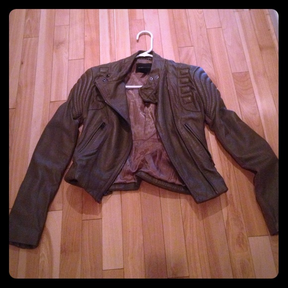 BCBGMAXAZRIA leather taupe/brown jacket