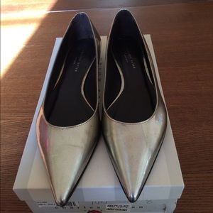 Charles Nolan silver pointy toe flats, never worn.
