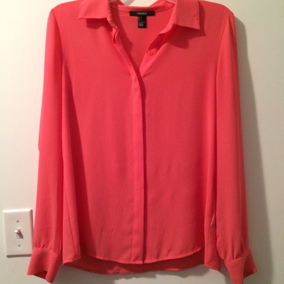 Coral Chiffon Top - Picture 1 of 2