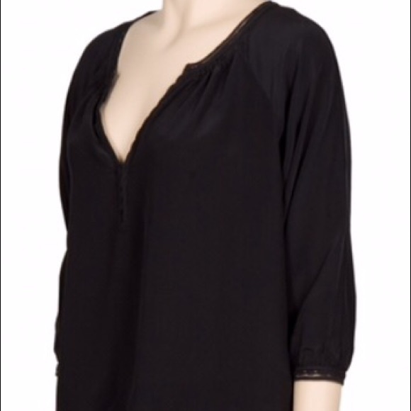 Black Silk 3/4 Sleeve Vince Top, Small