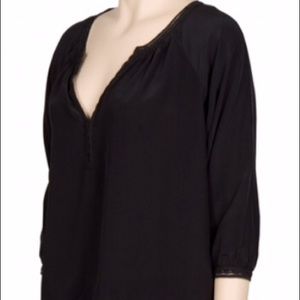 Black Silk 3/4 Sleeve Vince Top, Small