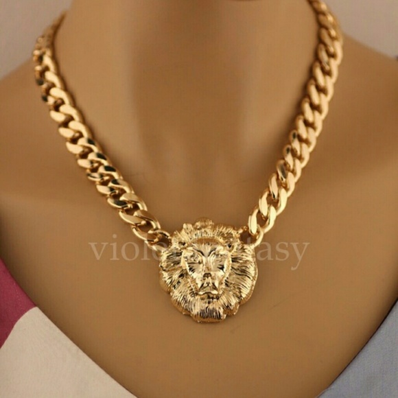 gold lion head necklace