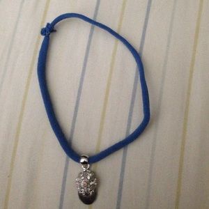 royal blue choker with baseball hat charm
