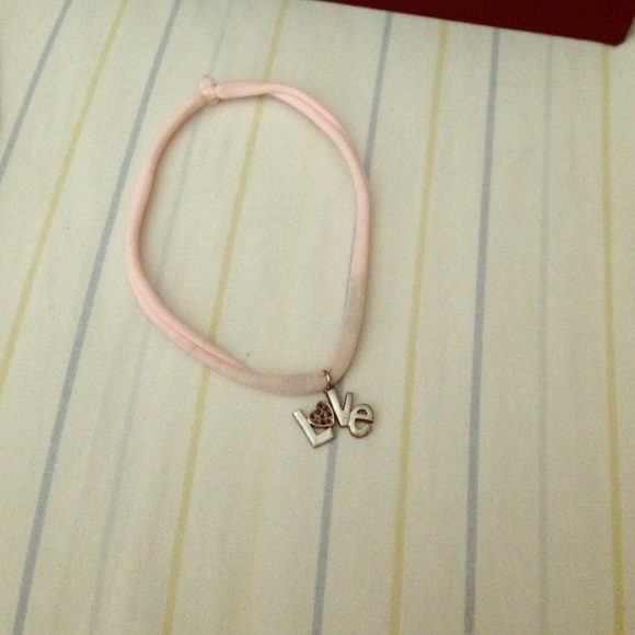 pink choker necklace with LOVE charm - Picture 1 of 1