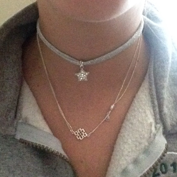 silver glitter choker with star charm - Picture 4 of 4