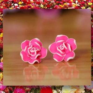 Pink flower earrings