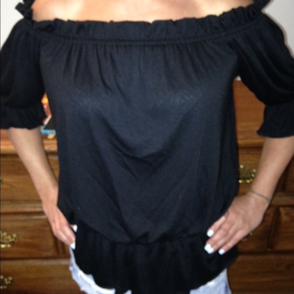 Off the shoulder black shirt
