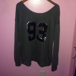 Off the shoulder open back sweater