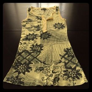 Miss Me Pale Yellow Tank w Gray Print