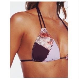 L*Space Patchwork Triangle Boa Bikini Top
