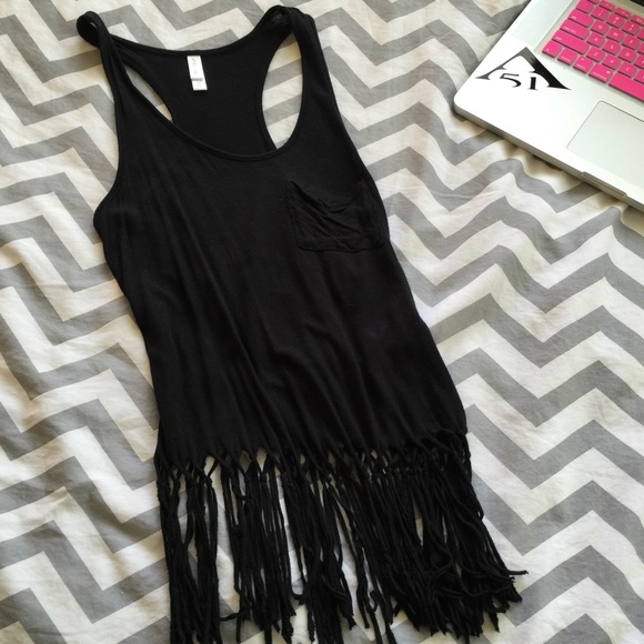 Black Fringe Tank Top