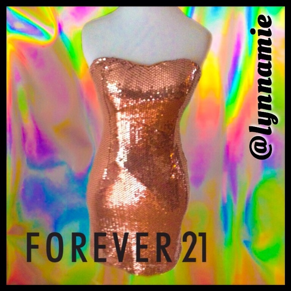 Rose gold sequined mini dress