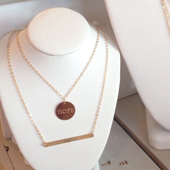 Stamped Gold Filled Circle Necklace - Picture 2 of 4