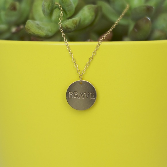 Stamped Gold Filled Circle Necklace - Picture 4 of 4