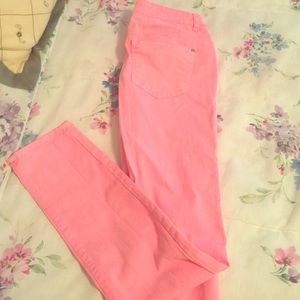 Neon/light pink celebrity pink skinny jeans
