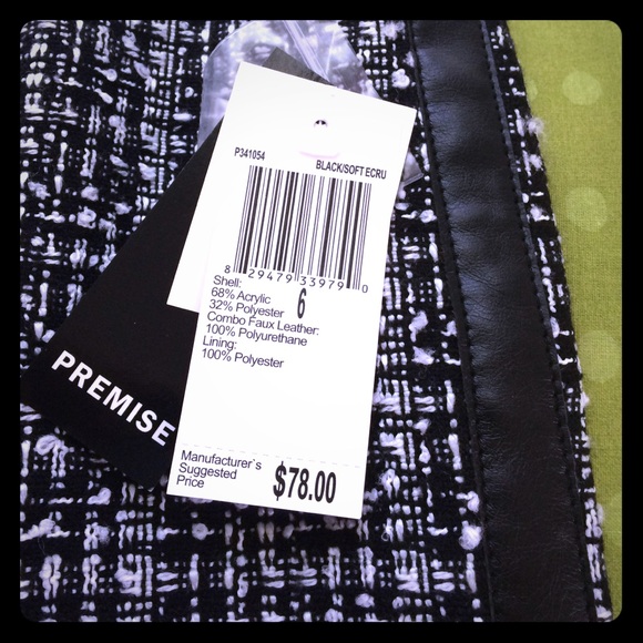 Tweed black and white with faux leather trim skirt