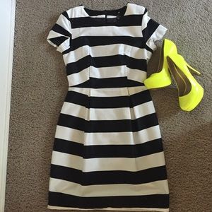 Black and white striped dress
