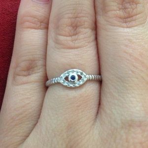 Sterling Silver Blue evil eye ring