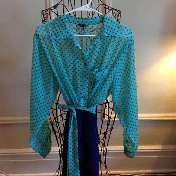 Long Sleeve Poka Dotted Dress