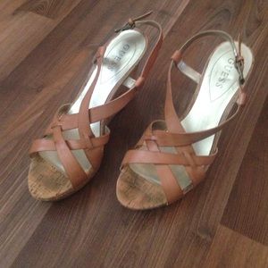 Light Brown Leather Wedges