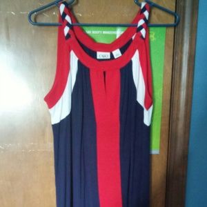 Red white and blue knee length dress