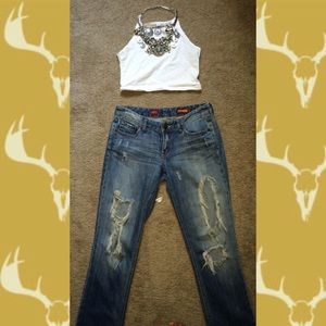 Express Distressed Denim Jeans | Skinny Leg