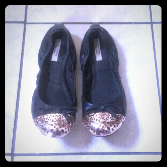 Faux Leather Metal Tip Ballet Flats