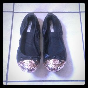 Faux Leather Metal Tip Ballet Flats