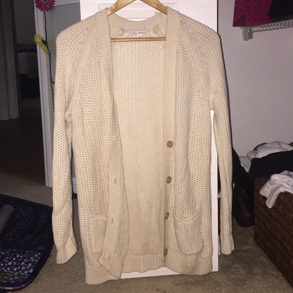 Cream open-knit cardigan
