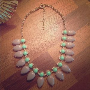 J.Crew seed garland necklace grey, mint, crystal