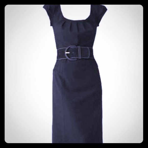 Banana Republic black wool cap sleeve dress
