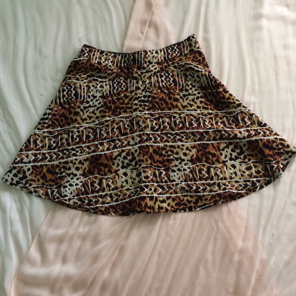 Silence + noise tribal leopard skater skirt
