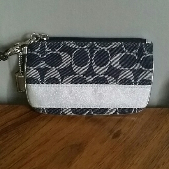 Coach Denim/Silver wristlet - mint! - Picture 2 of 3