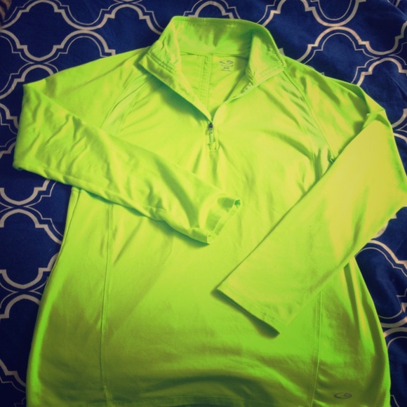 Neon green quarter-zip athletic top!