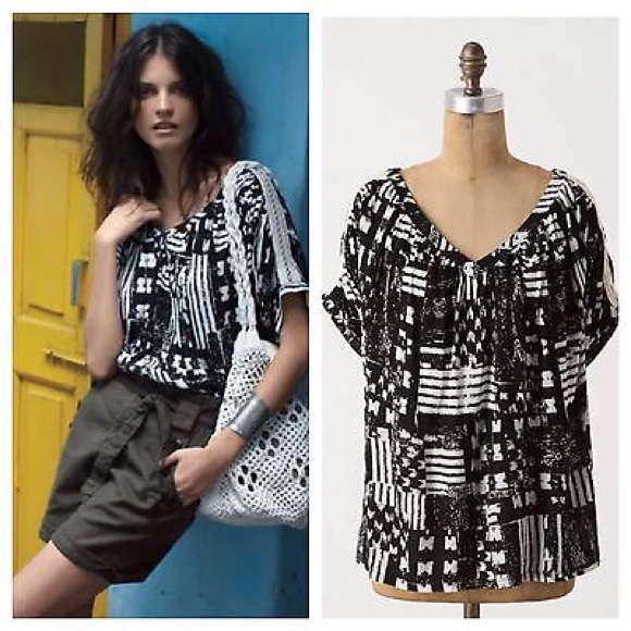 SOLD - Anthropologie Peeking Crochet blouse