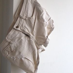 21Denim Destroyed Khaki Shorts