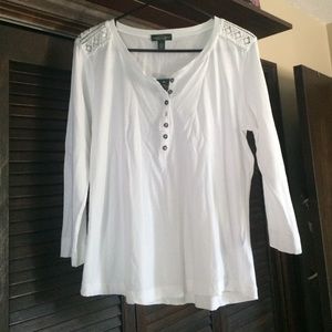 Ralph Lauren white 3/4 sleeve top NWT