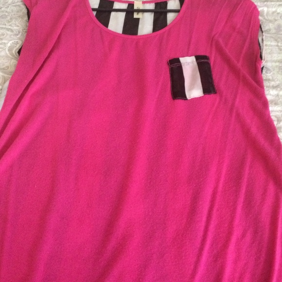 Pink and black and white top