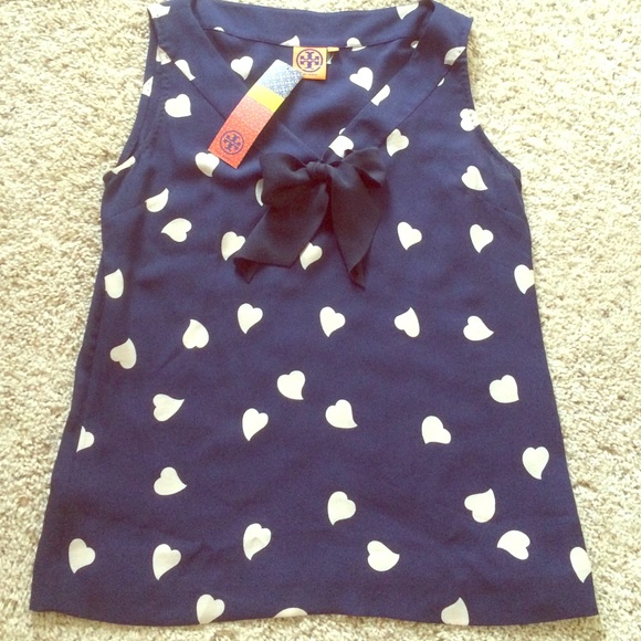 Tory Burch navy heart shirt with bow