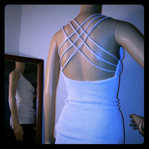 GORGEOUS! UNIQUE! White Knit Spaghetti Strap Tank!