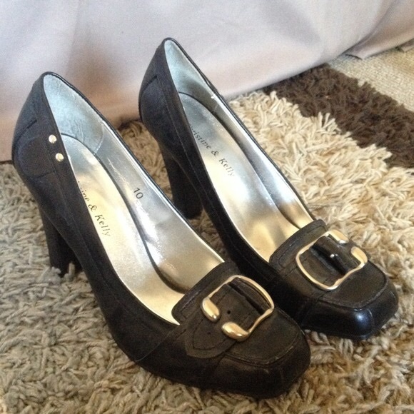 Black Heeled Career Work Loafers