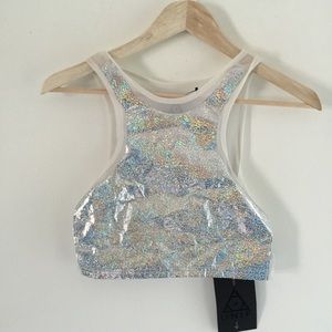 Brand new unif holographic crop top